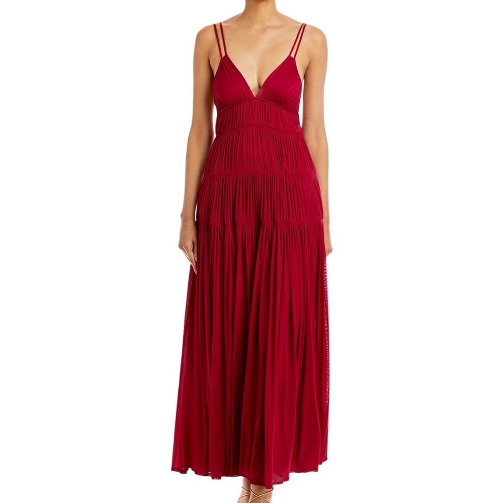 NWT REBECCA TAYLOR Sleeveless V-Neck Open Back Bow TierMaxi Lined Dress Size 8